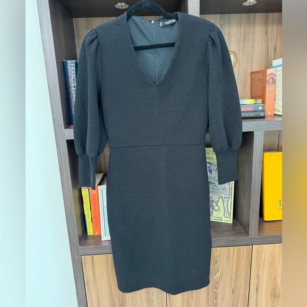 MANGO black midi dress